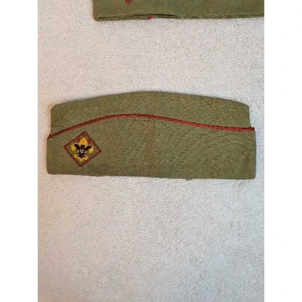 Boy Scouts Of America Garrison Hat Green Red Trim‎ Large 7 7/8 Scout Insignia